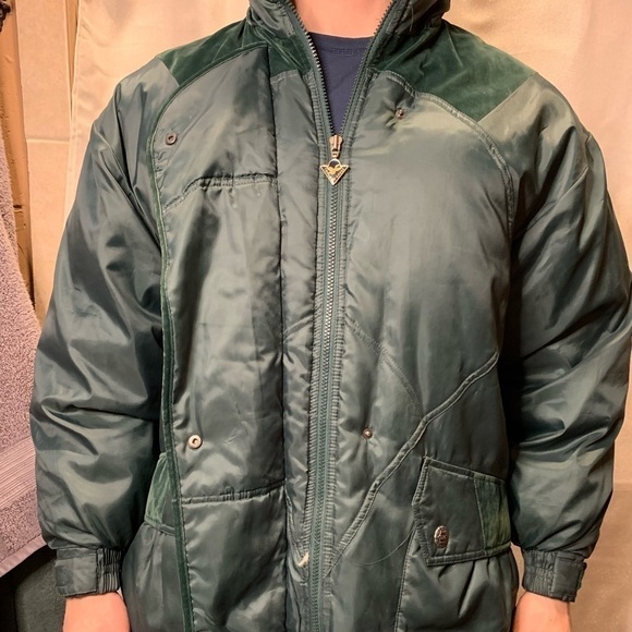 Vintage 90s Triple Fat Goose Down Coat Winter Jacket Parka Size large green      - Picture 1 of 16